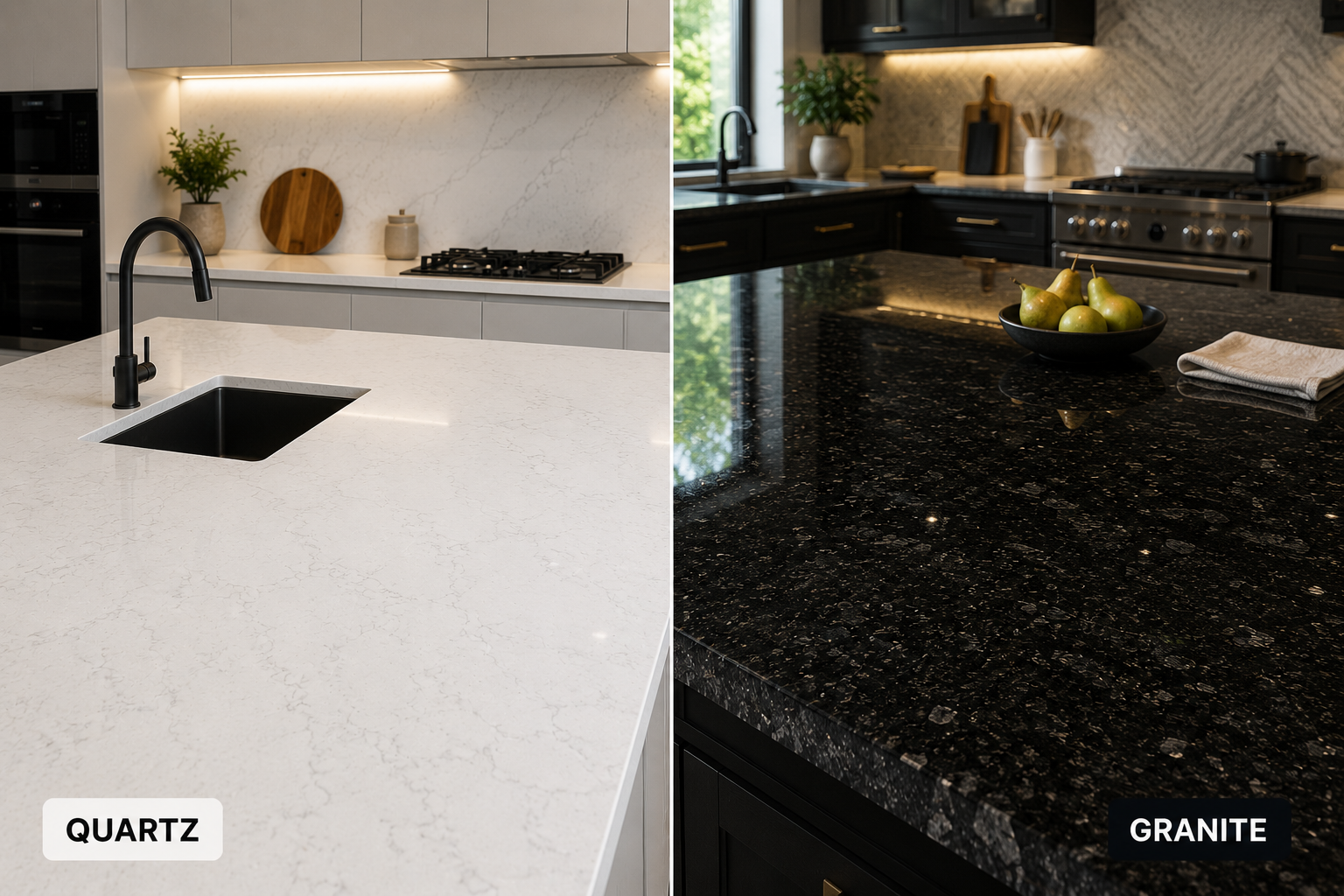 Quartz vs Granite Countertops Comparison in Modern Kitchen Design